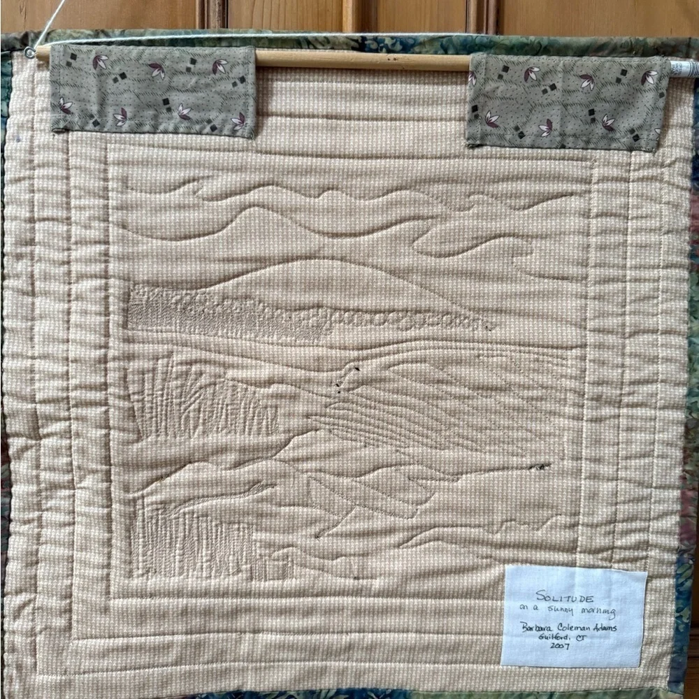 Scenic Quilted 2007 rocky beach and bird Wall Hanging - Multicolor